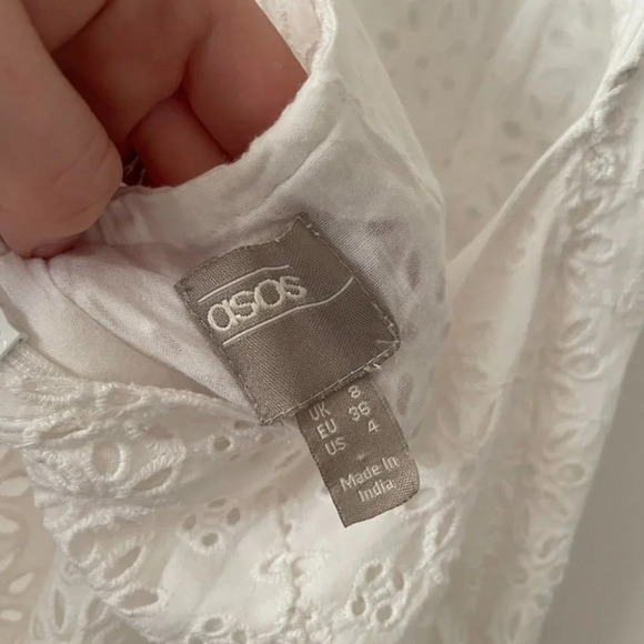 ASOS Design Broderie  Buckle Back Midi Sun Dress White Size 4 - Picture 8 of 10